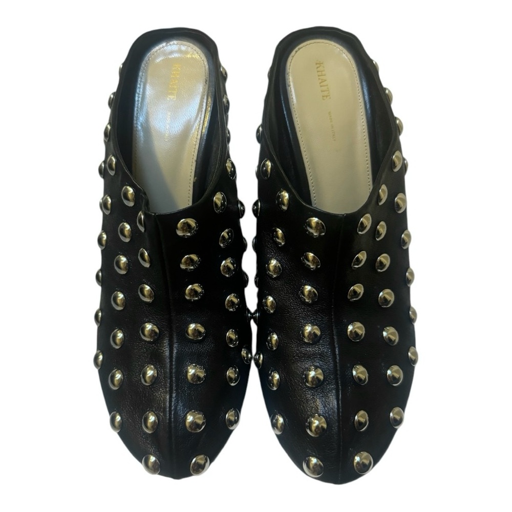KHAITE The Apollo Studded Leather Wedge Mules - Picture 6 of 13